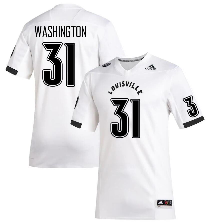 Men #31 Marcus Washington Louisville Cardinals College Football Jerseys Stitched Sale-White